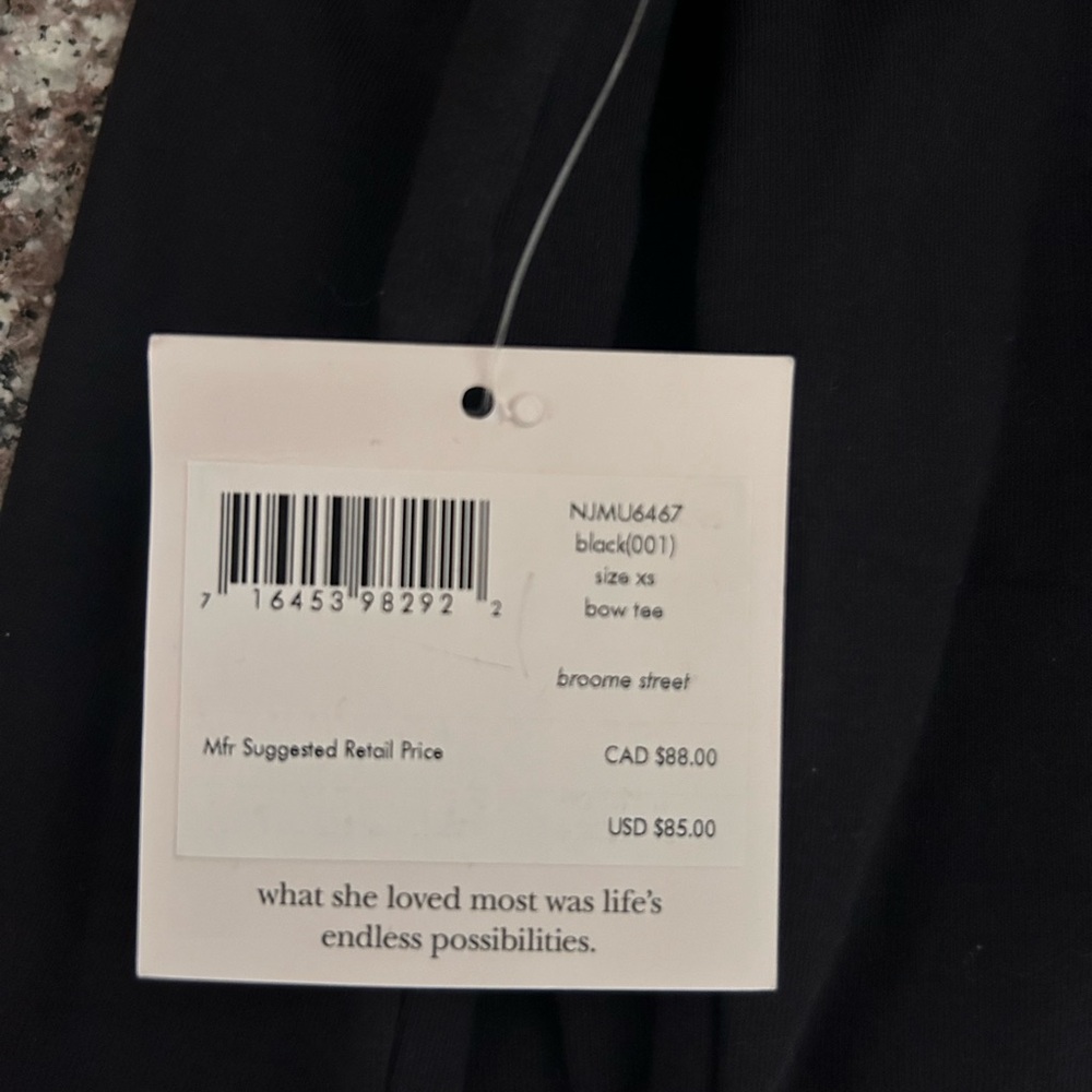 Kate Spade Broome Street Black White Bow Stretch T-Shirt - XS - Picture 4 of 4